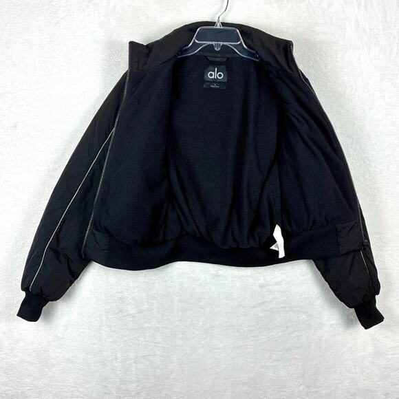 Alo Yoga Drop Top Puffer Jacket Womens S Black Reflective Nylon Preppy Baddie - Picture 5 of 13